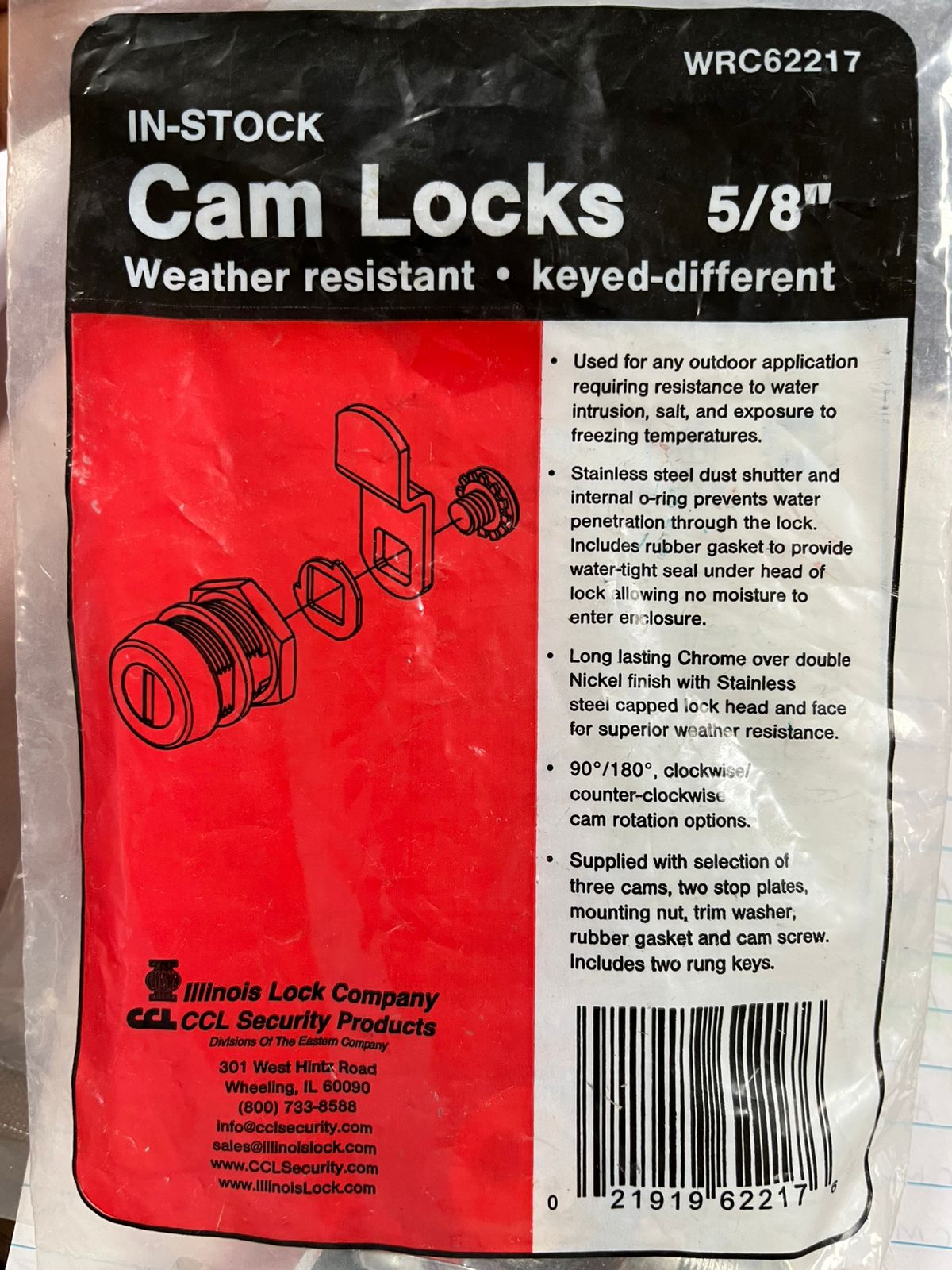 CCL Security Keyed Cam Lock - Silver (WRC-62217) 5/8''