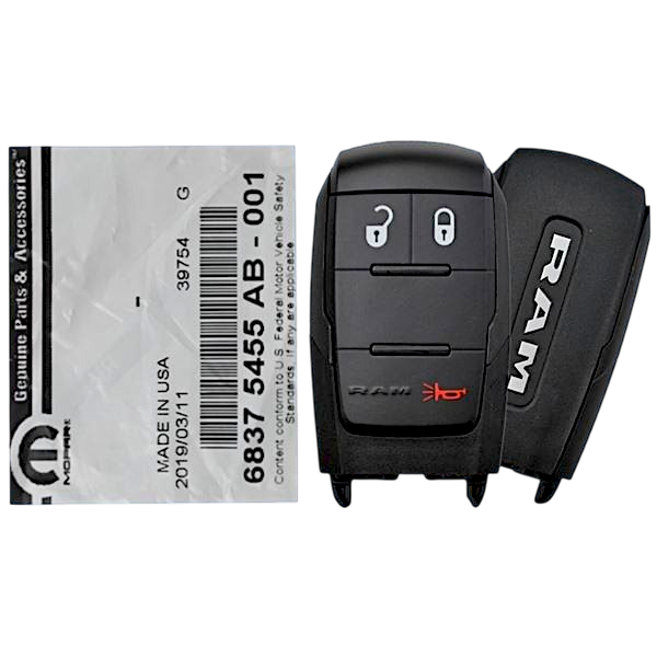 19-24 RAM - SMART KEY - GQ4-76T 2+1  PN: 68375455AB/AC/AA, 68475386AA, 68538047AB , 68575426AA BLACK